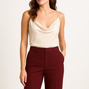 Wilfred High-Waisted Trousers, Size 6, Burgundy Plaid